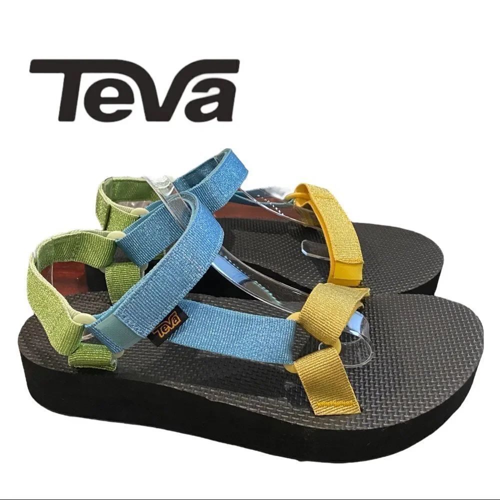NEW in Box Teva Midform Universal Women's Blue Yellow Green Sandals 9